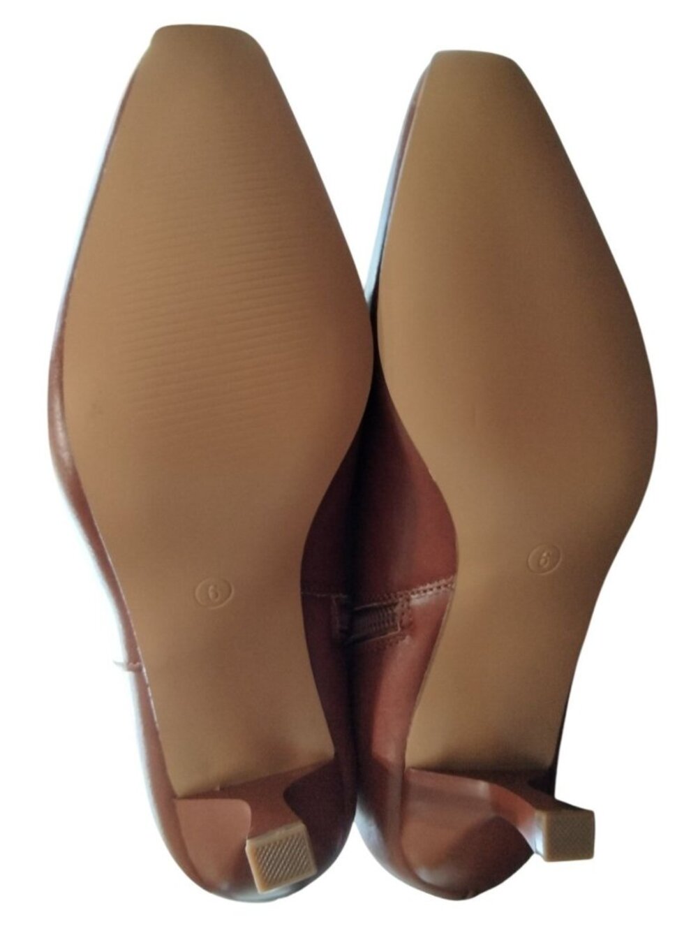 IDIFU Size 6 Boots Knee High Brown Side Zipper PU Upper Square Toe Kitten Heel - Picture 5 of 8